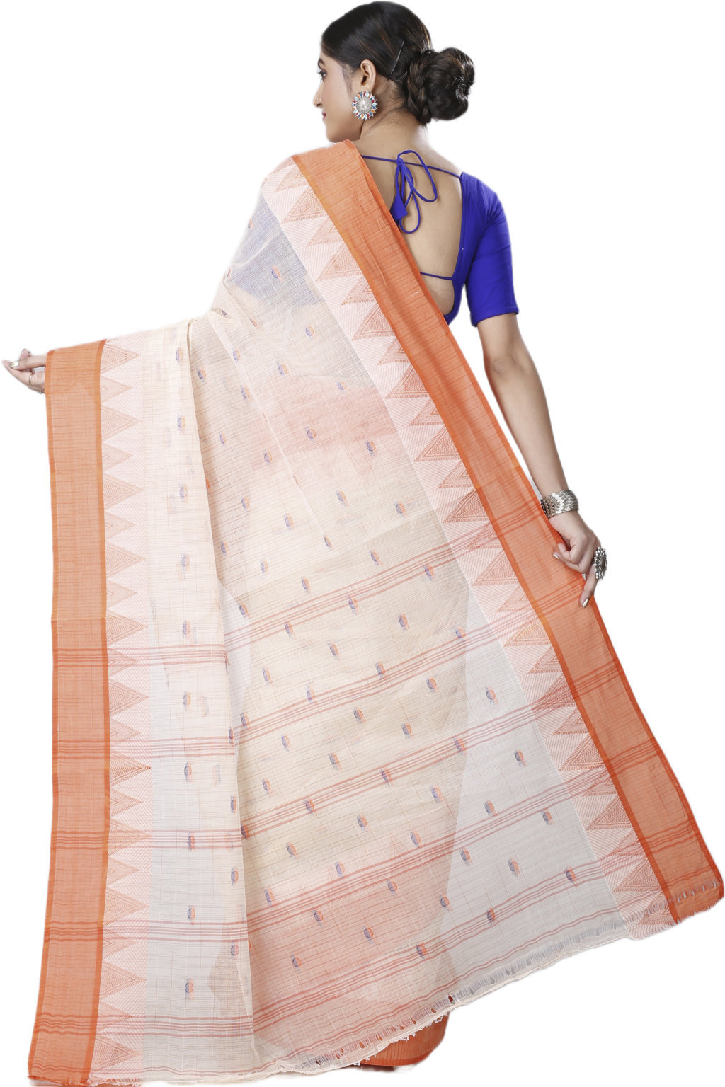 Orange Pure Cotton Ishvari Tant Saree (1080)